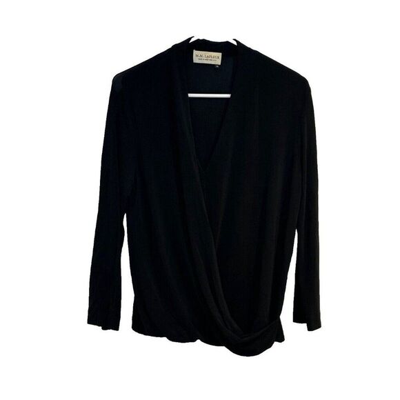 M.M. LAFLEUR Black Denevue Surplice Top Medium - Picture 2 of 9